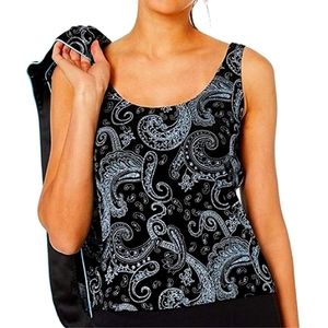 NWT Alex Evening Glittered Paisley Print Top